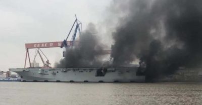 Tàu sân bay trực thăng đầu tiên của Trung Quốc bị cháy