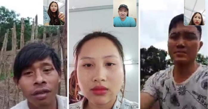 Cụt Thị Na liên lạc với người nhà.