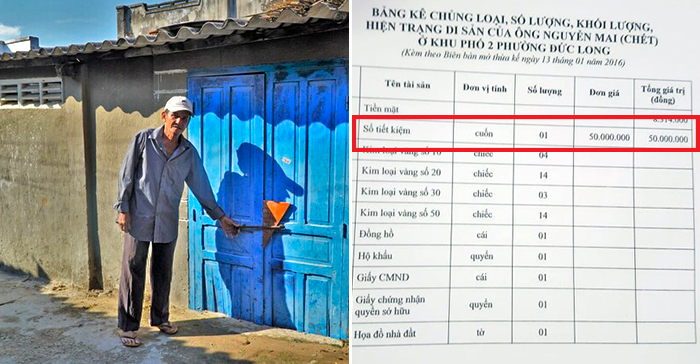 Ngôi nhà và bản kiểm kê tài sản ông Mai để lại.