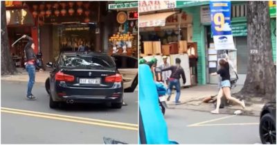 Video nữ xế BMW lao vào thanh niên đập xe hơi, gây náo loạn ở Sài Gòn