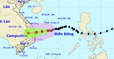 Ngày 5/11, bão số 10 sẽ gây mưa lớn ở các tỉnh Miền Trung