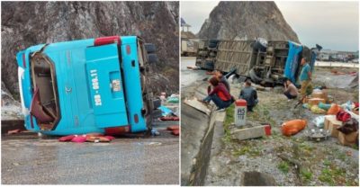 Lật xe khách giường nằm khi đổ đèo ở Hòa Bình, 12 người thương vong