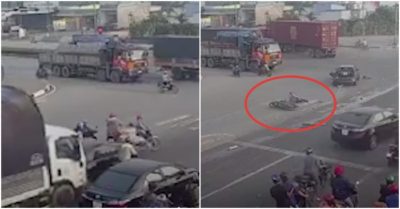 Video: Container bất ngờ lùa hàng loạt xe dừng đèn đỏ