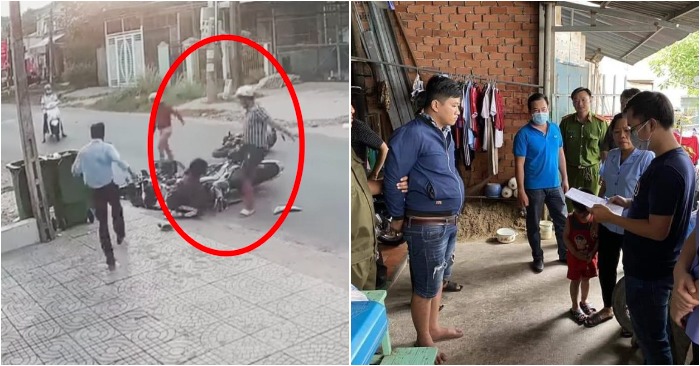 Lê Tấn Thành khi đánh nữ sinh và khi nghe công an đọc lệnh bắt khẩn cấp.