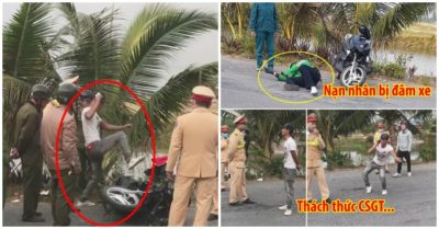 Video thanh niên tông gãy xương đùi tài xế GrabBike, còn thách thức CSGT