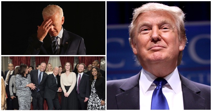 Tổng thống Trump nhiều lần cảnh báo Joe Biden chỉ là con ngựa thành Troia của nhóm cánh tả trong Đảng Dân chủ (ảnh ghép từ Wikimedia Commons).