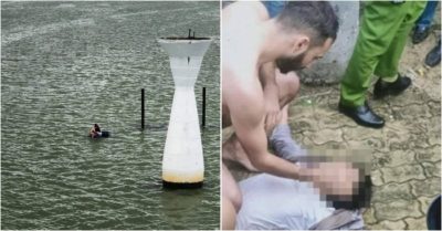 Du khách nước ngoài lao xuống sông Hàn cứu người đang chới với