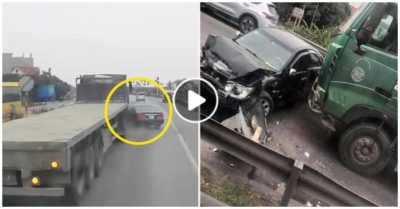 Xe đầu kéo chuyển làn ẩu, húc xoay ngang ôtô con trên QL5