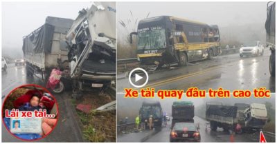 Xe tải quay đầu trên cao tốc, khiến ôtô khách tông trúng