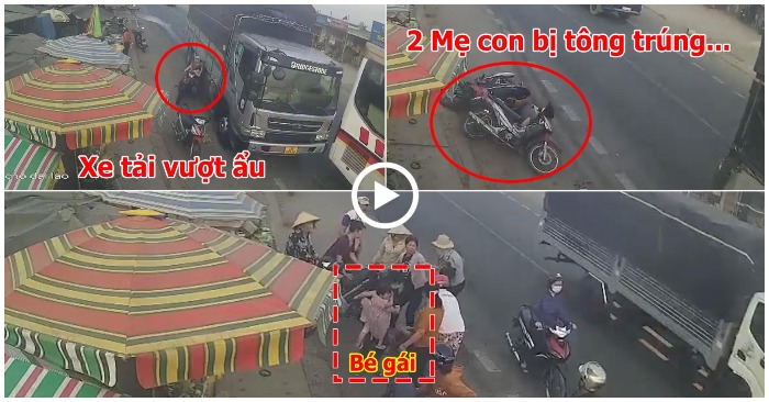 xe tải hất văng