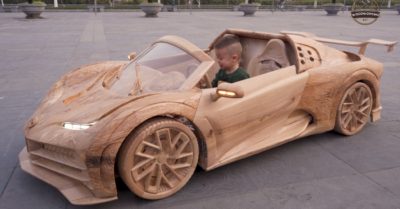 Làm chiếc Bugatti Centodieci bằng gỗ cho con trai, anh thợ mộc nổi tiếng trên báo Tây