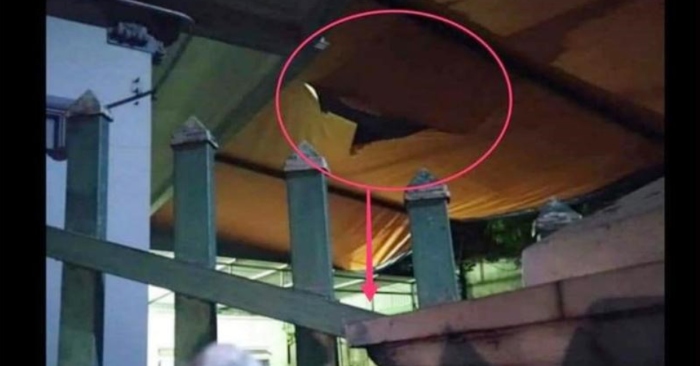 Vị trí cháu bé bị rơi xuống đất.