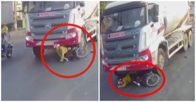 Video sang đường trước đầu xe bồn, người phụ nữ bị cuốn vào gầm