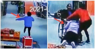 Video nghe thấy tiếng hét, cô gái lao đến cứu cụ ông ngồi xe lăn trượt thang cuốn