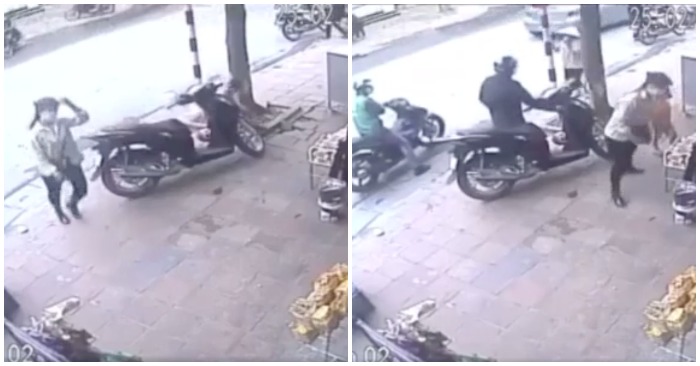 Người phụ nữ bị trộm mất xe SH trong lúc mua bánh cho con.