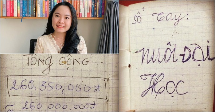 Huyền Trân và cuốn sổ tay của mẹ.