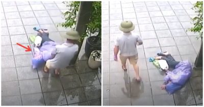 Video: Người đàn ông bất tỉnh bị kéo lê ra bên vỉa hè, nằm dưới trời mưa