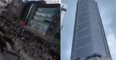 Video đám đông tháo chạy như ong vỡ tổ khi tòa nhà chọc trời ở Trung Quốc lắc lư