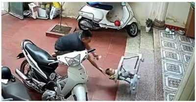 Video: Bố phản xạ như chớp cứu con gái tập đi thoát ngã bậc tam cấp