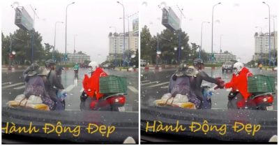 Clip: Ấm lòng chàng trai tặng áo mưa cho cặp vợ chồng chở con nhỏ giữa Sài Gòn