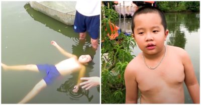 Video: Bé trai 8 tuổi tự nổi trên mặt nước ở Hải Dương