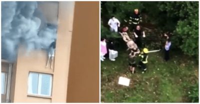 Video: Cháy chung cư, cô gái nhảy từ cửa sổ tầng 14 xuống đất