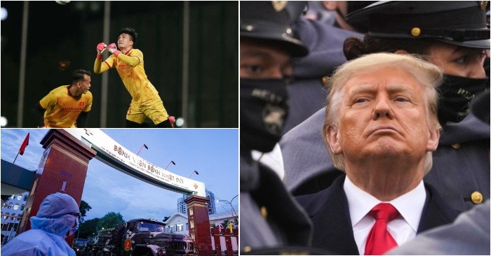 Việt Nam đăng ký 3 thủ môn cho trận gặp UAE; Ông Trump "sẽ trở lại"; Bệnh viện nhiệt đới TP. HCM thành điểm nóng (ảnh chụp màn hình VnExpress,/Tin 360/Zing).