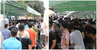 Video: Hàng trăm người xếp hàng chật cứng chờ xét nghiệm Covid-19 ở Hà Nội