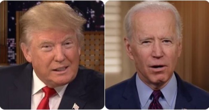 Khảo sát của Rasmussen cho thấy ông Donald Trump sẽ thắng ông Joe Biden nếu hôm nay tổ chức bầu cử lại (ảnh: Twitter).