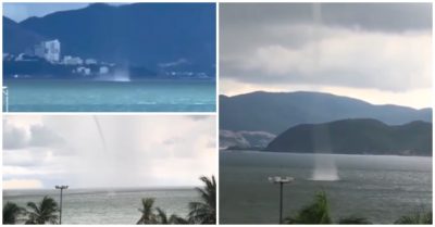Video: Bờ biển Nha Trang xuất hiện cùng lúc 3 vòi rồng