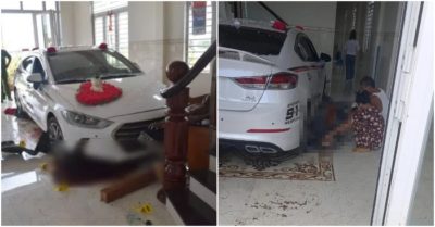 Đưa ôtô đi rửa, nữ tài xế đạp nhầm chân ga lao thẳng vào chủ tiệm
