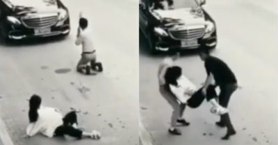 Video: Đang đi bộ, vợ trở dạ sinh con giữa phố và hành động bất ngờ của người chồng