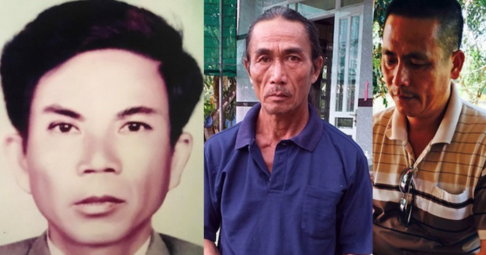 Di ảnh ông Võ Tê, người bị oan hàng chục năm. Anh Võ Ngọc (ở giữa) kêu oan cho cha; trong khi anh Đỗ Thanh An tìm kiếm hung thủ giết mẹ hàng chục năm (ảnh chụp màn hình PLO).