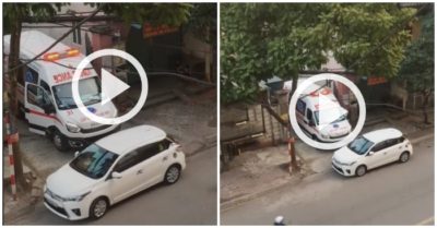 Video: Xe cứu thương ‘bất lực’ vì bị ôtô đỗ chắn lối