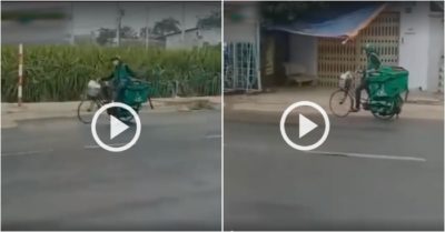 Video: Anh shipper đi xe đạp giao hàng
