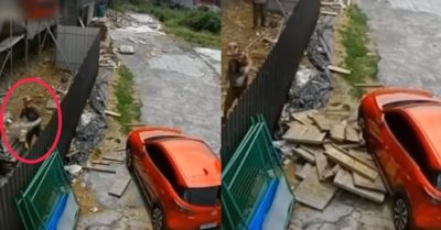 Video: Chủ xe ôtô ‘hú vía’ khi đỗ xe gần công trình