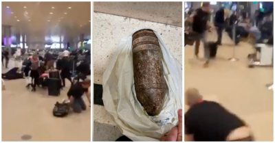 Toàn sân bay ‘tá hỏa’ vì gia đình mang quả đạn pháo làm kỉ niệm