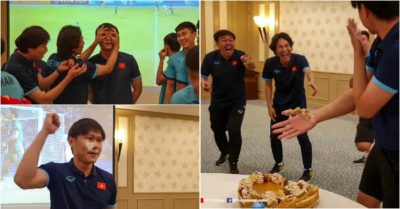 Thầy Gong tếu táo tưng bừng với học trò trước trận cầu quyết định